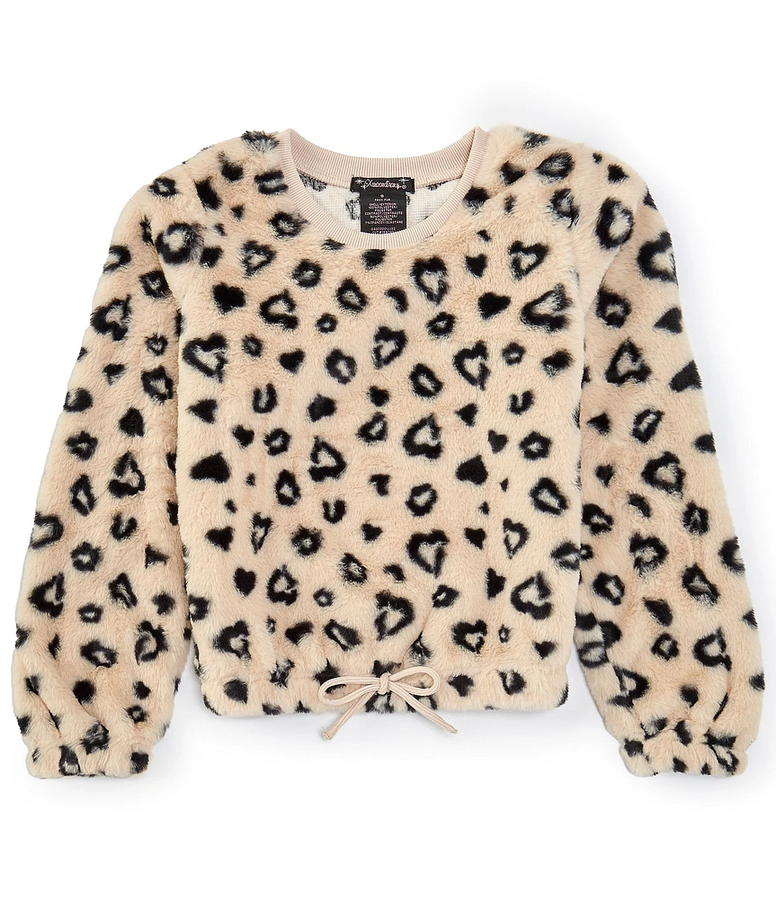 Xtraordinary Big Girls 7-16 Long Sleeve Animal-Printed Faux-Fur Sweater