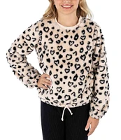 Xtraordinary Big Girls 7-16 Long Sleeve Animal-Printed Faux-Fur Sweater