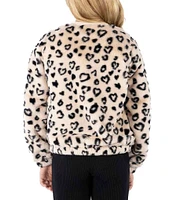 Xtraordinary Big Girls 7-16 Long Sleeve Animal-Printed Faux-Fur Sweater