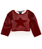 Xtraordinary Big Girls 7-16 Long-Sleeve Crocheted Star Top & Solid Sleeveless Tank Top Set