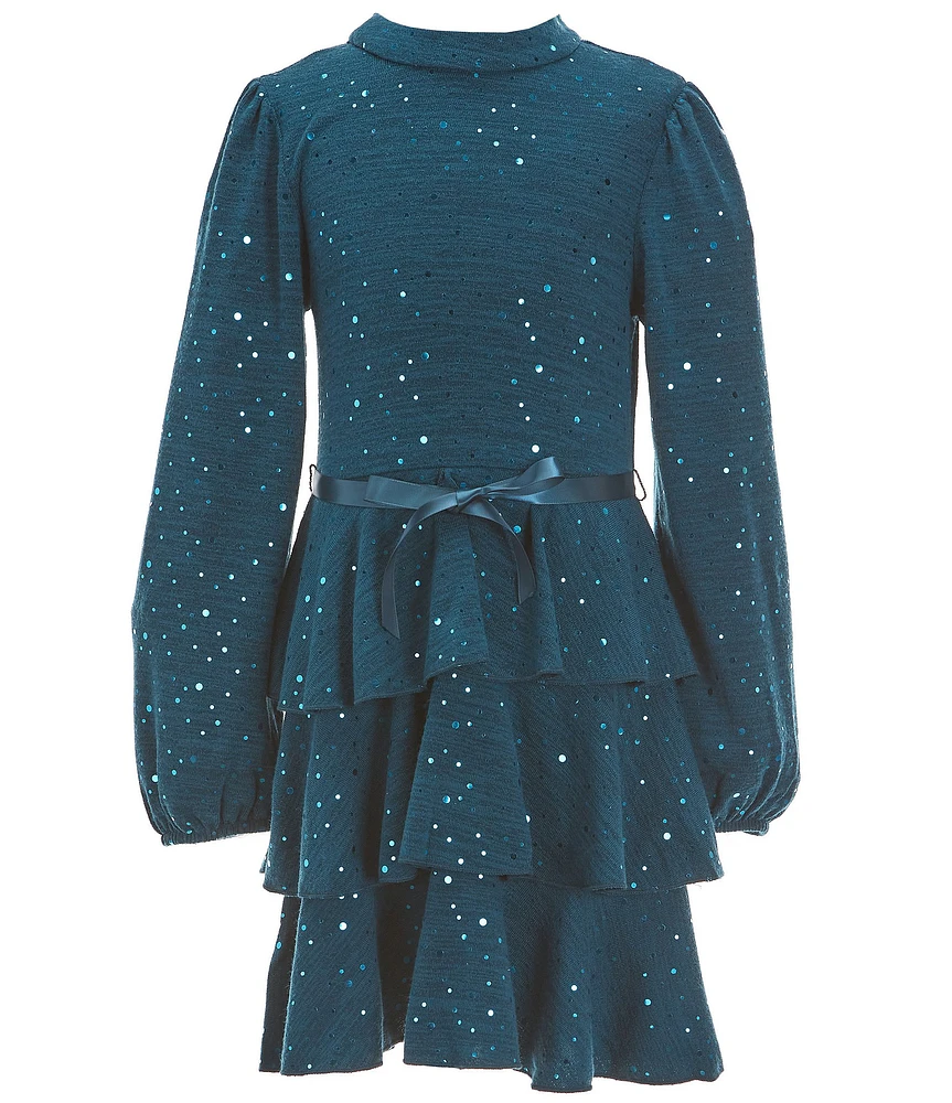 Xtraordinary Big Girls 7-16 Long Sleeve Foiled-Dot Fit & Flare Dress