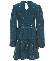 Xtraordinary Big Girls 7-16 Long Sleeve Foiled-Dot Fit & Flare Dress