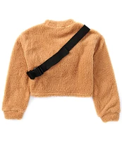 Xtraordinary Big Girls 7-16 Long Sleeve Fuzzy Cropped Sweater With Fanny Pack