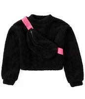 Xtraordinary Big Girls 7-16 Long Sleeve Fuzzy Cropped Sweater With Fanny Pack