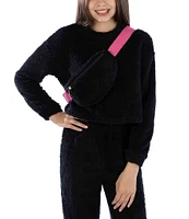 Xtraordinary Big Girls 7-16 Long Sleeve Fuzzy Cropped Sweater With Fanny Pack