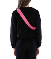 Xtraordinary Big Girls 7-16 Long Sleeve Fuzzy Cropped Sweater With Fanny Pack