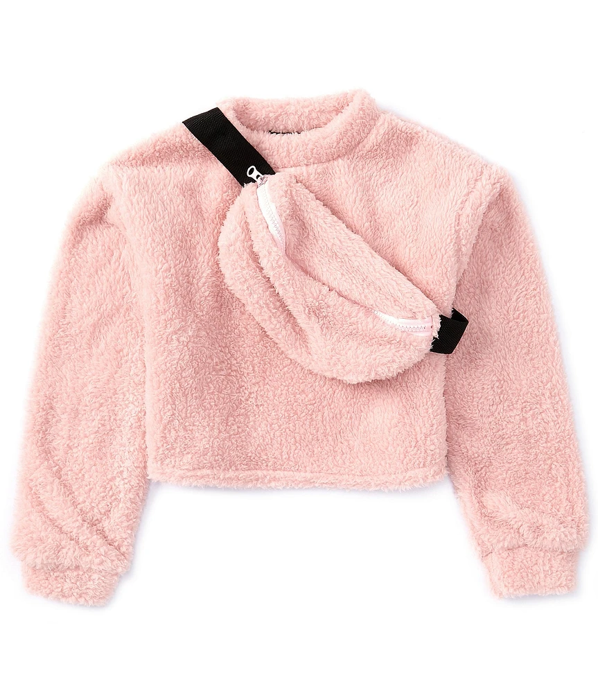 Xtraordinary Big Girls 7-16 Long Sleeve Fuzzy Cropped Sweater With Fanny Pack