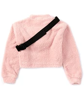 Xtraordinary Big Girls 7-16 Long Sleeve Fuzzy Cropped Sweater With Fanny Pack