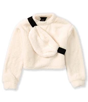 Xtraordinary Big Girls 7-16 Long Sleeve Fuzzy Cropped Sweater With Fanny Pack