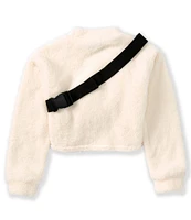 Xtraordinary Big Girls 7-16 Long Sleeve Fuzzy Cropped Sweater With Fanny Pack