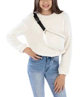 Xtraordinary Big Girls 7-16 Long Sleeve Fuzzy Cropped Sweater With Fanny Pack