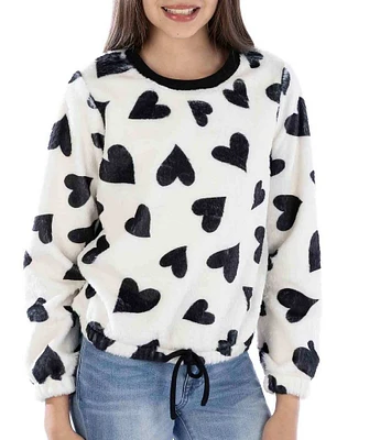 Xtraordinary Big Girls 7-16 Long Sleeve Heart Print Top