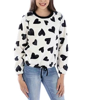 Xtraordinary Big Girls 7-16 Long Sleeve Heart Print Top