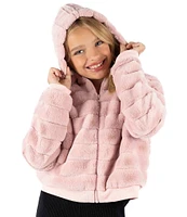 Xtraordinary Big Girls 7-16 Long Sleeve Hooded Boxy Faux-Fur Jacket