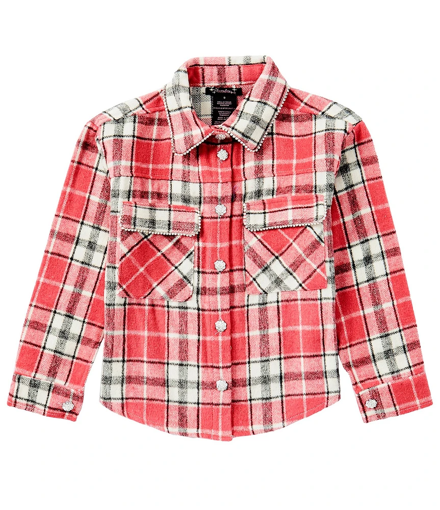 Xtraordinary Big Girls 7-16 Long Sleeve Plaid Flannel Shacket