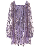 Xtraordinary Big Girls 7-16 Long-Sleeve Sequin-Embellished Fringe-Accented Sheath Dress