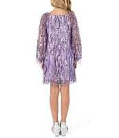 Xtraordinary Big Girls 7-16 Long-Sleeve Sequin-Embellished Fringe-Accented Sheath Dress