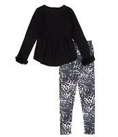 Xtraordinary Big Girls 7-16 Long Sleeve Solid Tunic & Animal-Printed Leggings Set