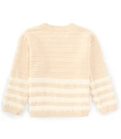 Xtraordinary Big Girls 7-16 Long Sleeve Striped Fuzzy-Detailed Sweater