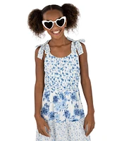 Xtraordinary Big Girls 7-16 Mixed Media Floral Tiered Maxi Dress With Sunglasses