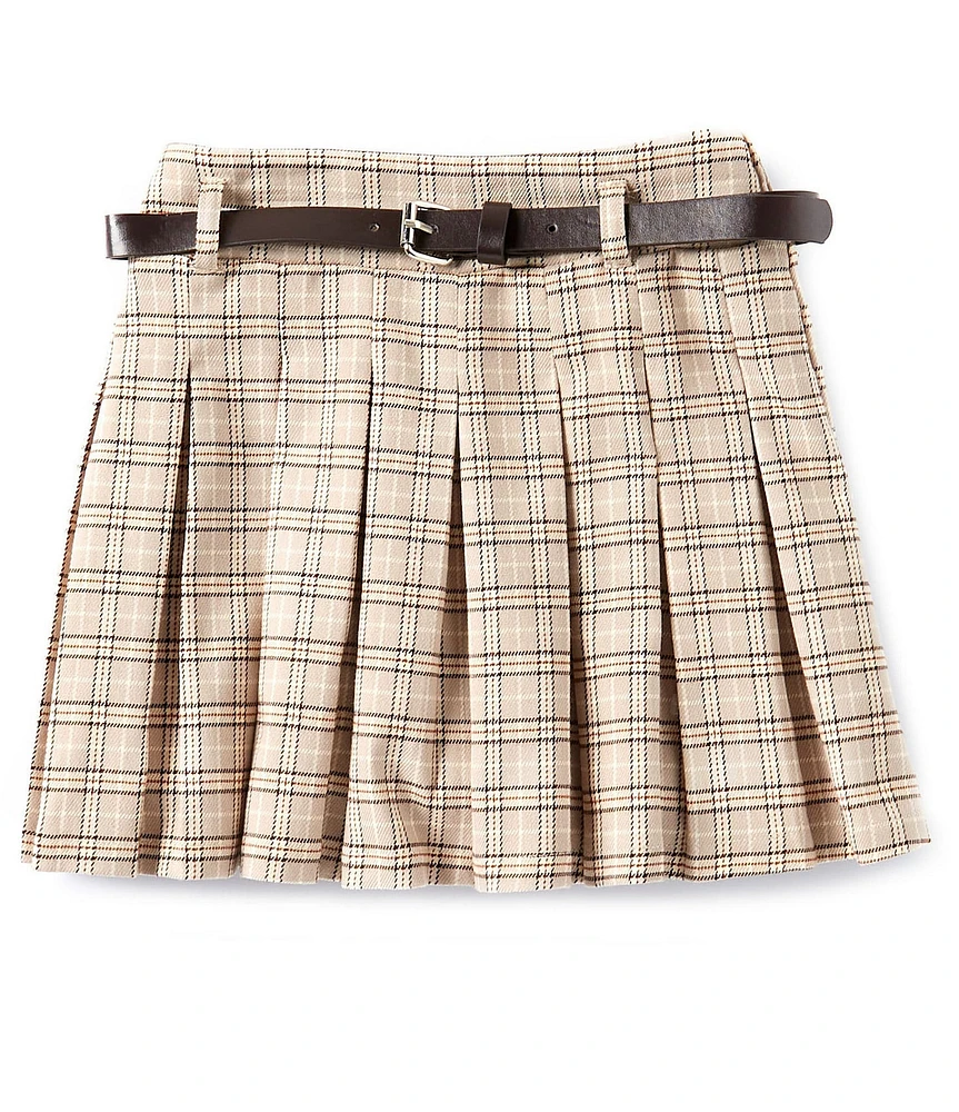 Xtraordinary Big Girls 7-16 Plaid Belted Woven Skort