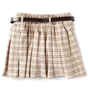 Xtraordinary Big Girls 7-16 Plaid Belted Woven Skort