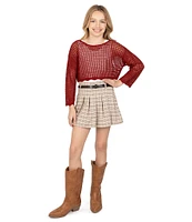 Xtraordinary Big Girls Plaid Belted Woven Skort