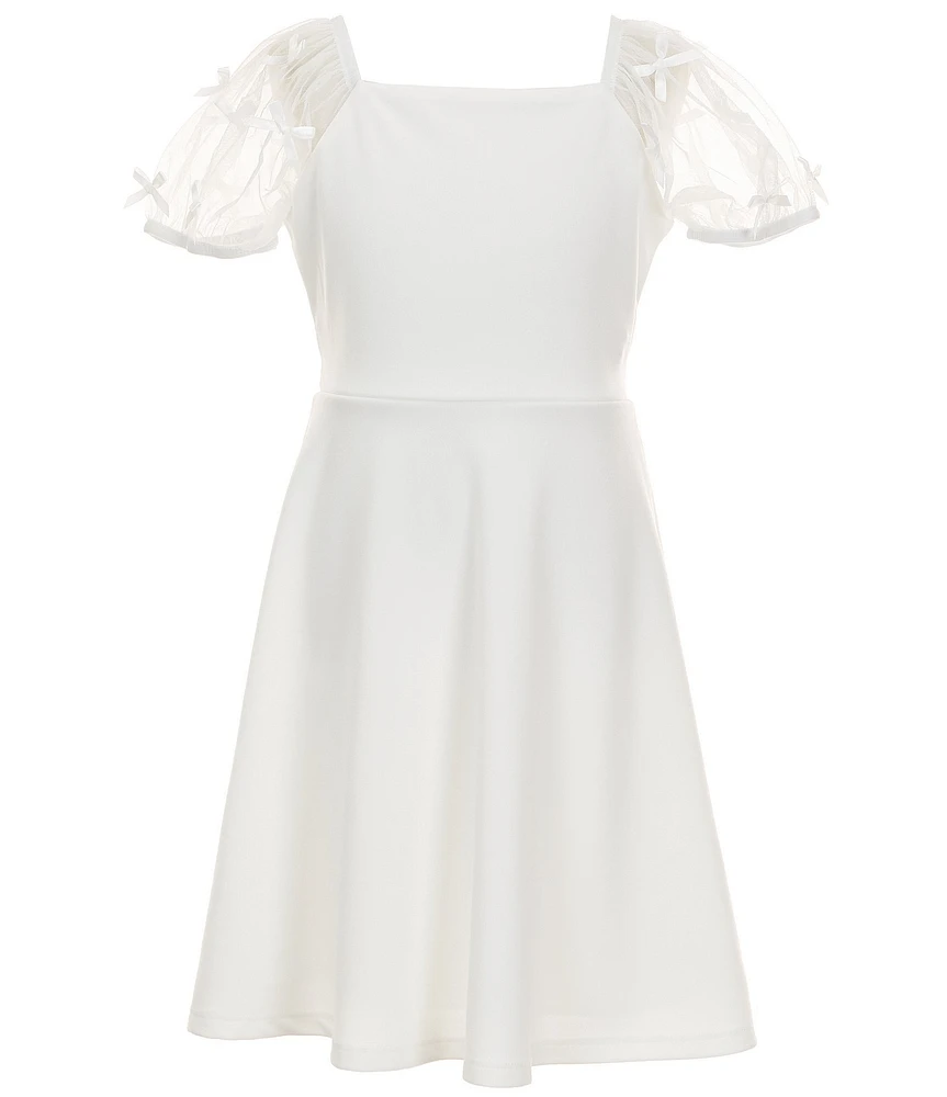 Xtraordinary Big Girls 7-16 Puffed-Sleeve Scuba Crepe Fit-And-Flare Dress
