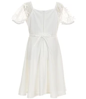 Xtraordinary Big Girls 7-16 Puffed-Sleeve Scuba Crepe Fit-And-Flare Dress