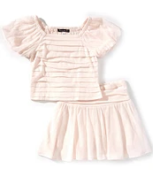 Xtraordinary Big Girls 7-16 Puffed-Sleeve Solid Tunic Top & Matching Skirt Set