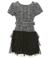 Xtraordinary Big Girls 7-16 Short Sleeve Boucle Bodice/Tulle Tutu-Skirted Dress