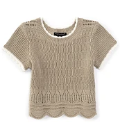 Xtraordinary Big Girls 7-16 Short Sleeve Crocheted Top