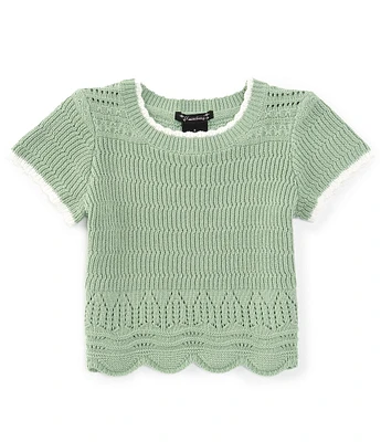 Xtraordinary Big Girls 7-16 Short Sleeve Crocheted Top