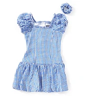 Xtraordinary Big Girls 7-16 Short Sleeve Gingham Drop-Waist Dress