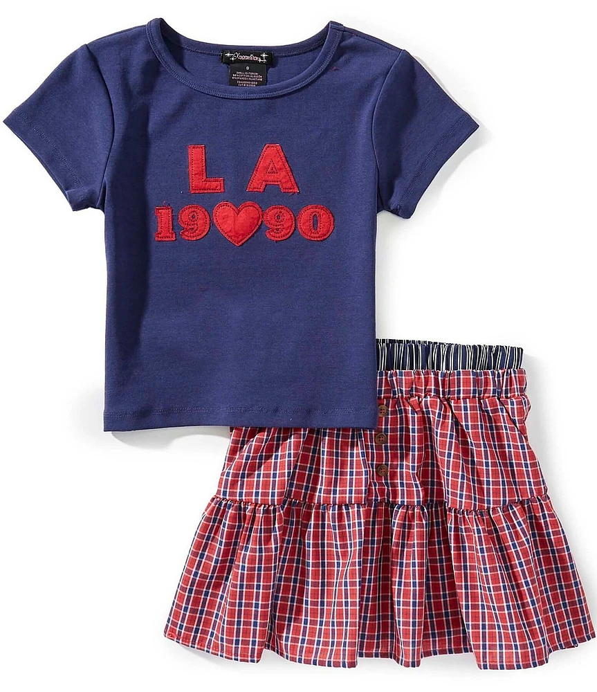Xtraordinary Big Girls Short-Sleeve Graphic T-Shirt & Plaid Skirt Set