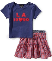 Xtraordinary Big Girls Short-Sleeve Graphic T-Shirt & Plaid Skirt Set