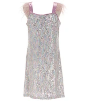 Xtraordinary Big Girls 7-16 Short Sleeve Rainbow Sequin Embellished Shift Dress