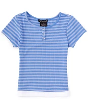 Xtraordinary Big Girls 7-16 Short-Sleeve Striped Henley Top