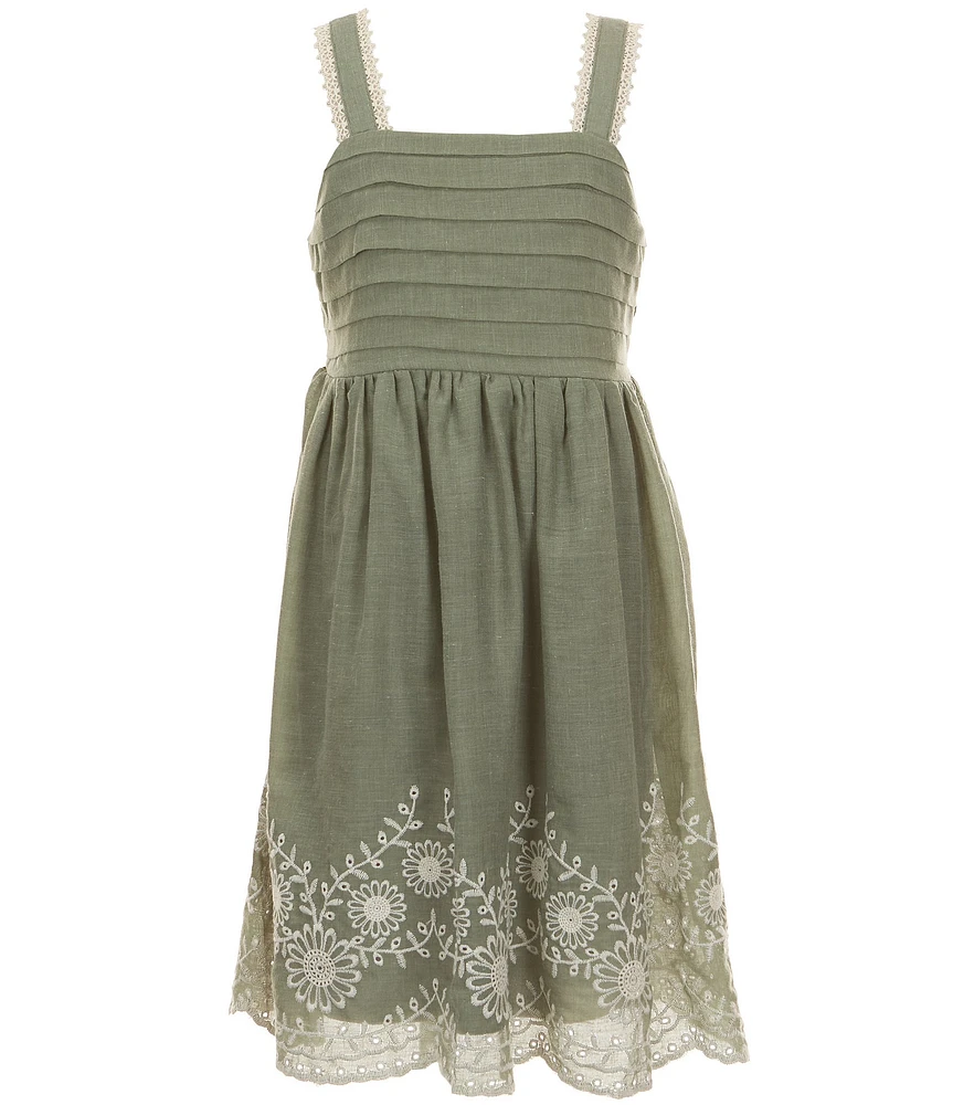 Xtraordinary Big Girls 7-16 Sleeveless Embroidered-Border-Hem Fit-And-Flare Dress