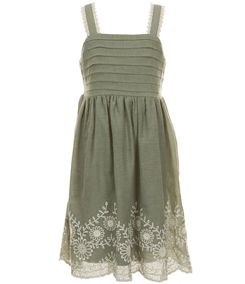 Xtraordinary Big Girls 7-16 Sleeveless Embroidered-Border-Hem Fit-And-Flare Dress