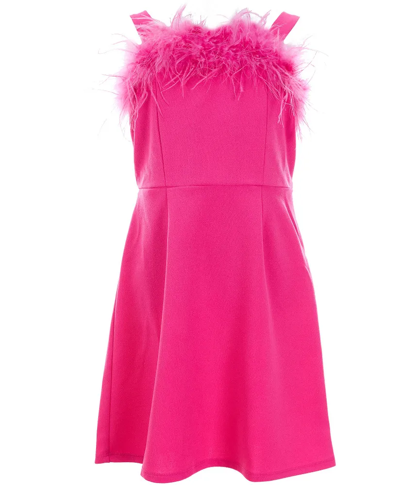 Xtraordinary Big Girls 7-16 Sleeveless Faux-Feather-Accented Shift Dress