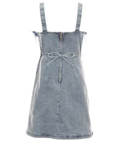 Xtraordinary Big Girls 7-16 Sleeveless Faux-Feather-Trimmed Denim A-Line Dress