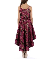 Xtraordinary Big Girls 7-16 Sleeveless Floral Metallic Jacquard High-Low-Hem Dress