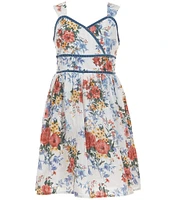 Xtraordinary Big Girls 7-16 Sleeveless Floral-Printed Faux-Wrap Dress