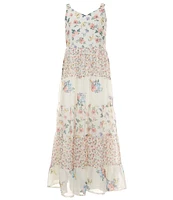 Xtraordinary Big Girls 7-16 Sleeveless Mixed-Media-Floral-Print Long Dress