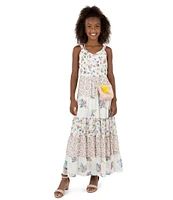 Xtraordinary Big Girls 7-16 Sleeveless Mixed-Media-Floral-Print Long Dress