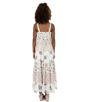 Xtraordinary Big Girls 7-16 Sleeveless Mixed-Media-Floral-Print Long Dress