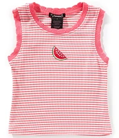 Xtraordinary Big Girls Sleeveless Striped Fruit-Embroidered-Motif Tank Top