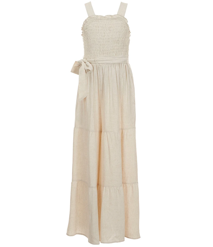 Xtraordinary Big Girls 7-16 Sleeveless Tiered Linen-Blend Jumpsuit