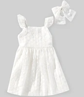 Xtraordinary Little Girls 4-6X Flutter-Sleeve Clip-Dot Organza Fit-And-Flare Dress